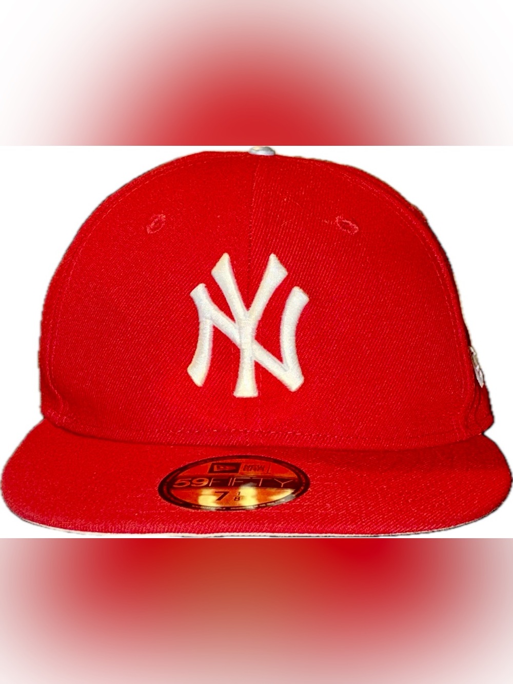 New Era Red Fitted Cap with White NY Logo